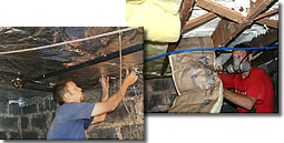 high hat fixtures boxed out before covering with 20 inches of loose-fill insulation